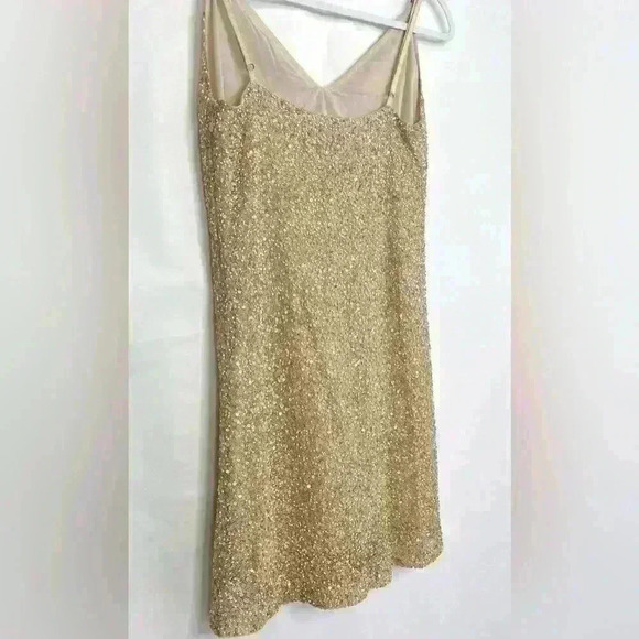 Alice + Olivia Kalia Beaded V-neck Beige Slip Dress Size Small - Picture 4 of 9